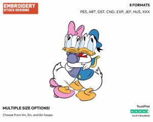 Donald And Daisy Duck Holding Each Other In Fear - Disney's Donald & Daisy Duck - Embroidery Design in 3 sizes & 8 formats