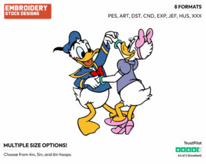 Donald, Daisy Dancing - Disney's Donald & Daisy Duck - Embroidery Design in 3 sizes & 8 formats