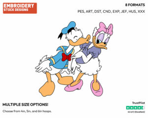 Donald Kissing Daisy - Disney's Donald & Daisy Duck - Embroidery Design in 3 sizes & 8 formats