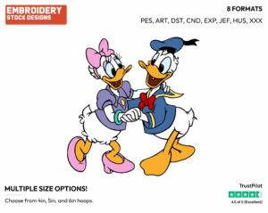 Donald, Daisy Dancing - Disney's Donald & Daisy Duck - Embroidery Design in 3 sizes & 8 formats