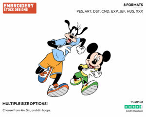 Goofy, Mickey Mouse Running A Marathon - Disney's Mickey, Donald & Goofy - Embroidery Design in 3 sizes & 8 formats