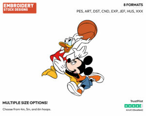 Mickey, Donald Playing Basketball - Disney's Mickey, Donald & Goofy - Embroidery Design in 3 sizes & 8 formats