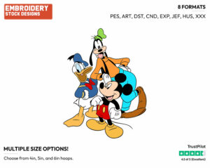 Mickey, Donald, Goofy - Disney's Mickey, Donald & Goofy - Embroidery Design in 3 sizes & 8 formats