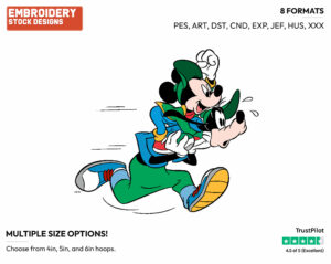 Goofy Running With Mickey On His Shoulders - Disney's Mickey, Donald & Goofy - Embroidery Design in 3 sizes & 8 formats