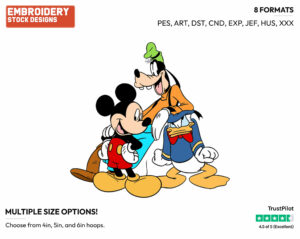 Mickey, Donald, Goofy - Disney's Mickey, Donald & Goofy - Embroidery Design in 3 sizes & 8 formats