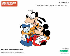 Goofy, Mickey, Donald - Disney's Mickey, Donald & Goofy - Embroidery Design in 3 sizes & 8 formats