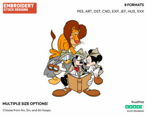 Mickey, Goofy, Donald On Safari - Disney's Mickey, Donald & Goofy - Embroidery Design in 3 sizes & 8 formats