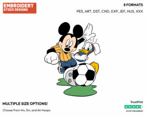 Mickey, Donald Playing Soccer - Disney's Mickey, Donald & Goofy - Embroidery Design in 3 sizes & 8 formats