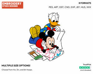 Donald, Mickey Consulting Plans - Disney's Mickey, Donald & Goofy - Embroidery Design in 3 sizes & 8 formats