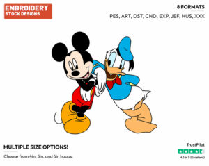Mickey Mouse, Donald Duck - Disney's Mickey, Donald & Goofy - Embroidery Design in 3 sizes & 8 formats