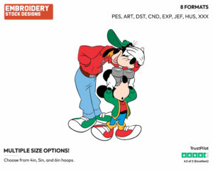 Mickey Looking Up At Goofy Through Binoculars - Disney's Mickey, Donald & Goofy - Embroidery Design in 3 sizes & 8 formats