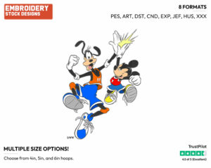 Mickey, Goofy High Five - Disney's Mickey, Donald & Goofy - Embroidery Design in 3 sizes & 8 formats