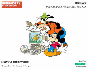 Mickey, Goofy Computer - Disney's Mickey, Donald & Goofy - Embroidery Design in 3 sizes & 8 formats