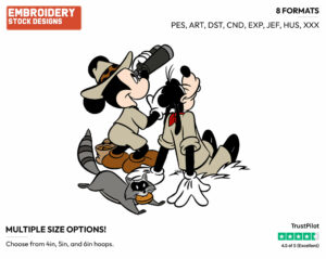 Mickey, Goofy On Safari - Disney's Mickey, Donald & Goofy - Embroidery Design in 3 sizes & 8 formats