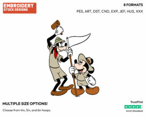 Mickey, Goofy On Safari - Disney's Mickey, Donald & Goofy - Embroidery Design in 3 sizes & 8 formats