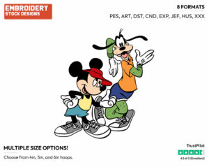Mickey, Goofy - Disney's Mickey, Donald & Goofy - Embroidery Design in 3 sizes & 8 formats