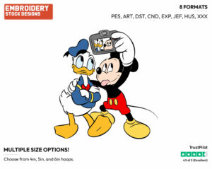 Donald, Mickey Taking A Picture - Disney's Mickey, Donald & Goofy - Embroidery Design in 3 sizes & 8 formats