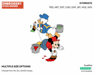 Mickey, Donald Painting - Disney's Mickey, Donald & Goofy - Embroidery Design in 3 sizes & 8 formats