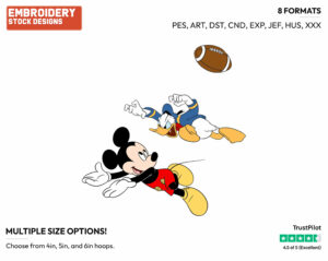 Donald, Mickey Playing Football - Disney's Mickey, Donald & Goofy - Embroidery Design in 3 sizes & 8 formats