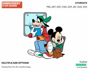Mickey, Goofy On School Bus - Disney's Mickey, Donald & Goofy - Embroidery Design in 3 sizes & 8 formats