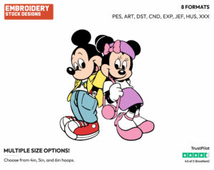 Mickey And Minnie In The 90S - Disney's Mickey & Minnie Mouse - Embroidery Design in 3 sizes & 8 formats
