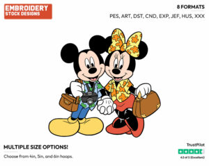 Mickey And Minnie Mouse On Vacation - Disney's Mickey & Minnie Mouse - Embroidery Design in 3 sizes & 8 formats
