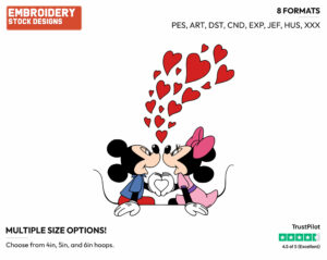 Mickey And Minnie Forming A Heart With Their Hands - Disney's Mickey & Minnie Mouse - Embroidery Design in 3 sizes & 8 formats