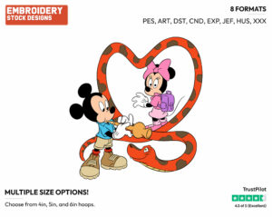 Mickey Charming A Snake For Minnie - Disney's Mickey & Minnie Mouse - Embroidery Design in 3 sizes & 8 formats