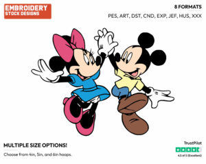 Skipping - Disney's Mickey & Minnie Mouse - Embroidery Design in 3 sizes & 8 formats