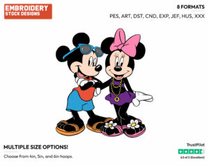 Minnie, Mickey Ready For Summer - Disney's Mickey & Minnie Mouse - Embroidery Design in 3 sizes & 8 formats