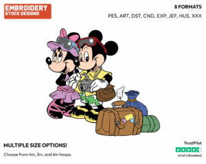 Mickey, Minnie Going On Vacation - Disney's Mickey & Minnie Mouse - Embroidery Design in 3 sizes & 8 formats