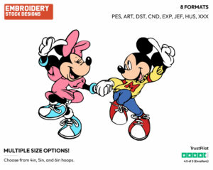 Minnie, Mickey Dancing - Disney's Mickey & Minnie Mouse - Embroidery Design in 3 sizes & 8 formats