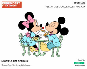Minnie, Mickey At A Soda Shop - Disney's Mickey & Minnie Mouse - Embroidery Design in 3 sizes & 8 formats
