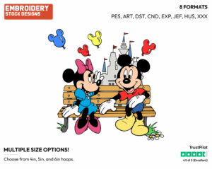 Mickey, Minnie At Walt Disney World - Disney's Mickey & Minnie Mouse - Embroidery Design in 3 sizes & 8 formats