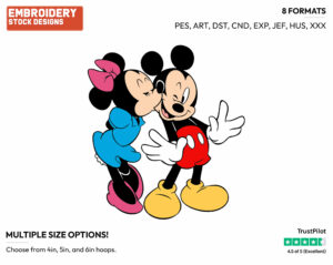 Minnie Kissing Mickey's Cheek - Disney's Mickey & Minnie Mouse - Embroidery Design in 3 sizes & 8 formats