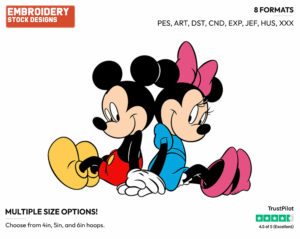 Mickey, Minnie Holding Hands - Disney's Mickey & Minnie Mouse - Embroidery Design in 3 sizes & 8 formats
