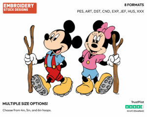 Mickey, Minnie Hiking - Disney's Mickey & Minnie Mouse - Embroidery Design in 3 sizes & 8 formats