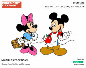 At The Grocery Store - Disney's Mickey & Minnie Mouse - Embroidery Design in 3 sizes & 8 formats