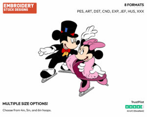 Ice Skating - Disney's Mickey & Minnie Mouse - Embroidery Design in 3 sizes & 8 formats