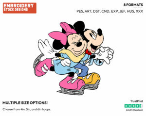 Ice Skating - Disney's Mickey & Minnie Mouse - Embroidery Design in 3 sizes & 8 formats
