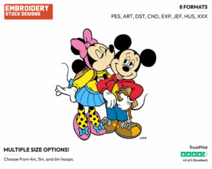 Minnie Kissing Mickey - Disney's Mickey & Minnie Mouse - Embroidery Design in 3 sizes & 8 formats