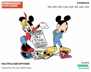 Minnie Gushing Over Movie Star Mickey - Disney's Mickey & Minnie Mouse - Embroidery Design in 3 sizes & 8 formats