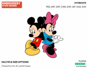 Mickey, Minnie Back To Back - Disney's Mickey & Minnie Mouse - Embroidery Design in 3 sizes & 8 formats