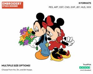 Mickey, Minnie Flowers - Disney's Mickey & Minnie Mouse - Embroidery Design in 3 sizes & 8 formats