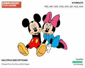 Mickey, Minnie - Disney's Mickey & Minnie Mouse - Embroidery Design in 3 sizes & 8 formats