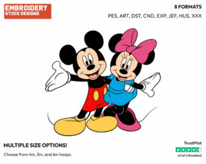 Smiling - Disney's Mickey & Minnie Mouse - Embroidery Design in 3 sizes & 8 formats