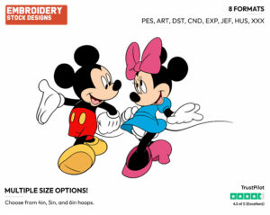 Holding Hands - Disney's Mickey & Minnie Mouse - Embroidery Design in 3 sizes & 8 formats