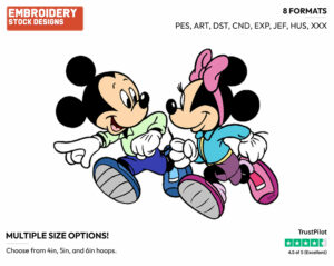 Exercising - Disney's Mickey & Minnie Mouse - Embroidery Design in 3 sizes & 8 formats
