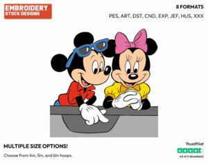 Mickey, Minnie - Disney's Mickey & Minnie Mouse - Embroidery Design in 3 sizes & 8 formats