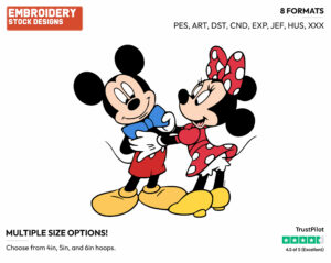 Minnie Tying Mickey's Bow - Disney's Mickey & Minnie Mouse - Embroidery Design in 3 sizes & 8 formats